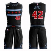 Robin Lopez Authentic Men's Jersey - Basketball Chicago Bulls #42 Black Suit City Edition